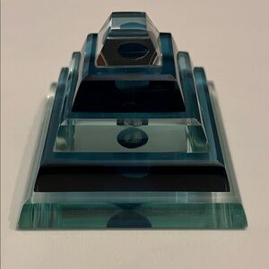 Vintage Geometric Glass Paramid Paperweight